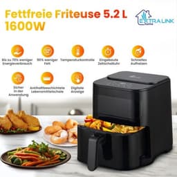 Heteluchtfriteuse 5,2L 1600W Airfryer 8 programma's Touch LED — thumbnail 3