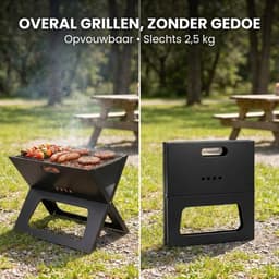 Barbecue - Opvouwbare Houtskool BBQ - Draagbaar en Compact - Camping Barbecue voor Tuin en Picknick — thumbnail 4