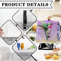 Mixerhoes Standaard - Apparaathoes Keukenmachine - Keuken Organisatie - Met Opbergvak - L-formaat - Kolibrie Paarse Bloemen — thumbnail 2