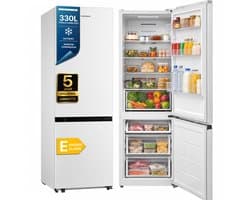 Heinner HCNF-M330INVE++ Koel-vriescombinatie – 330 L – Total No Frost – Inverter Compressor – Energieklasse E – Elektronische Bediening – Super Cooling-functie – Kinderslot – LED-verlichting – Wit – 5 Jaar Garantie