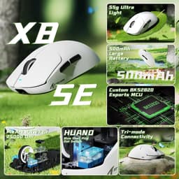 Attack Shark X8 SE Draadloze Gaming Muis, 55g, PAW3311 Sensor - Wit — thumbnail 4
