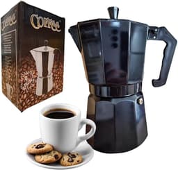 Lifestyleboss Zwarte Moka koffie percolator 150 ml, 3 kopjes, klassieke espressokan -aluminium voor alle warmtebronnen behalve inductie - Italiaans koffiegenot — thumbnail 1