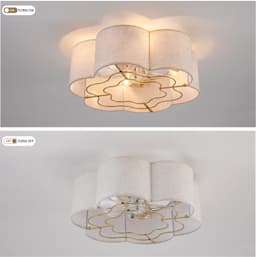 Plafondventilator Met Verlichting – 50 x 50 x 20 cm – Zes Snelheden – Linnen En Kunststof – Koperkleur – App- En Afstandsbediening – Timer — thumbnail 2