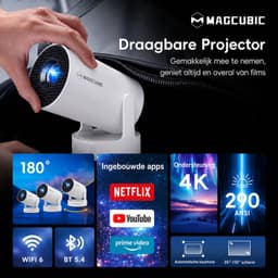 Magcubic® HY300Pro+ Beamer Mini Smart Projector –4K Draagbare Beamers-Native Full HD - 290 ANSI Lumen Home Cinema- Laserprojector Thuisbioscoop- Auto Keystone- iOS&Android 14-Google Playstore&Netflix– WiFi 6 & Bluetooth 5.4 — thumbnail 2