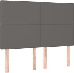 Bedframe met hoofdeinde, grijs, 140 x 190 cm, kunstleer, hotelbedframe, logeerkamer, bedframe voor slaapkamer, hotel, logeerkamer — thumbnail 3