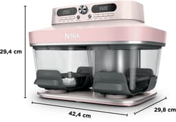 Ninja CRISPi DualZone Glazen Airfryer met 2 manden, 8 kookfuncties, Kook twee gerechten tegelijkertijd, PFAS-vrije glazen schalen, Inclusief deksels - Rosékwarts - DD102EUPK1 — thumbnail 2