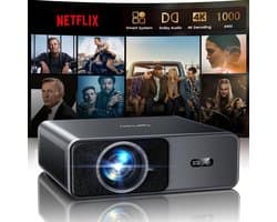 4K Projector met Netflix ondersteuning, draagbare beamer met Full HD resolutie, thuisbioscoop, 300 inch beeldformaat, LED display