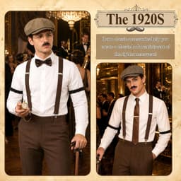 Beamely Retro jaren 20 gentleman kostuumset met vest, hoed en accessoires voor carnaval, carnaval en themafeesten — thumbnail 2
