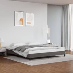 Bedframe, grijs, 160 x 200 cm, kunstleer, familiebed, hotelbedframe, bedframe voor slaapkamer, hotel, logeerkamer — thumbnail 1