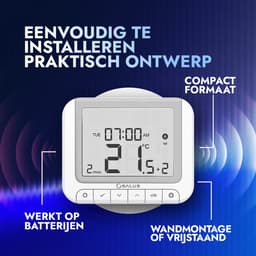 Salus WBRT520RT Digitale Programmeerbare Thermostaat - Draadloze Kamerthermostaat - RF 868 MHz - Weekprogramma - LCD Display - Geen WiFi Nodig — thumbnail 2
