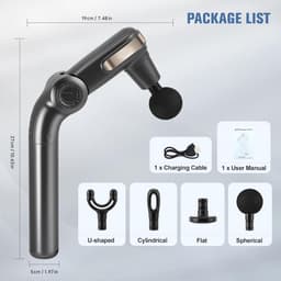 SnelShoppen - Diepweefselmassagepistool met 3 instelbare hoeken, 4 verwisselbare opzetstukken, 5 snelheden en 2800 omw/min, handheld massageapparaat v — thumbnail 3