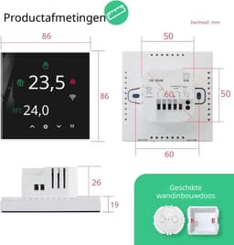 Warmara Thermostaat voor cv - CV Thermostaat - Slimme Thermostaat - Zwart - 4cm x 9cm x 9cm — thumbnail 2