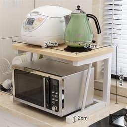 Magnetron Opbergrek Magnetron Houten Plank Stand Metalen Magnetron Rek Enkellaags Keuken Organizer Aanrecht Ruimtebesparende Stand/Houtkleur — thumbnail 3