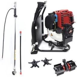 Benzine Grastrimmer - Grasmaaier - Bosmaaier - Kantenmaaier - Tuingereedschap - 35.4CC - 4-Takt 1KW, 4500-8500RPM – Rugzakmodel in Zwart/Rood — thumbnail 1