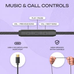PowerLocus P2 Wired - Koptelefoon met Draad USB-C - Microfoon - Inklapbaar - Over-Ear Hoofdtelefoon met Kabel - Comfortabele Pasvorm - Audio Sharing Port - Zwart/Purper — thumbnail 2