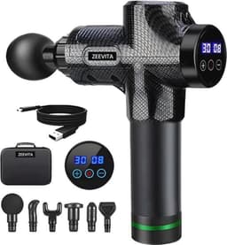 Diepweefselmassagepistool - Draagbare percussiemassager met lcd, 30 snelheden en 6 opzetstukken voor pijnverlichting — thumbnail 1