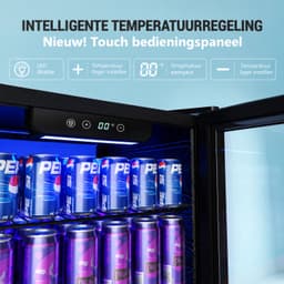 Brandistry - Drankenkoelkast - Drankkoelkast - Koelkast - Glazen Deur - Verstelbare Planken - 90 Liter - LED Verlichting - Zwart — thumbnail 2