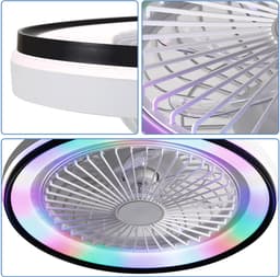 Plafondventilator Met Verlichting – 19 Inch – 6 Snelheden – ABS – Wit – RGB- En Driekleurig Licht – Dimbaar — thumbnail 3