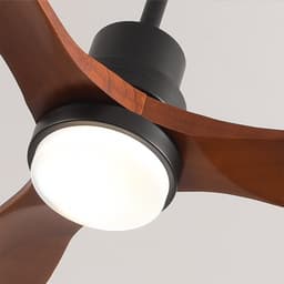 DESMIU Plafondventilator – Met Verlichting – 150 cm – Drie Houten Bladen – Walnoot Zwart – Afstandsbediening Met Timer – Omkeerbare Motor — thumbnail 2