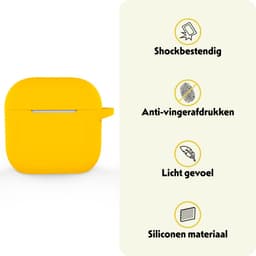Hoesje Geschikt voor Apple AirPods 5 - Siliconen Hoes met Clip - Silicone Case Cover - Geel — thumbnail 3