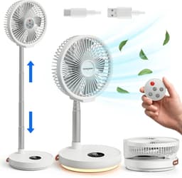 Vulpes Goods® Tech - Ventilator Staand met Afstandsbediening - Tafelventilator 5-in-1 - Draadloos & Oplaadbaar - Opvouwbare Statiefventilator - Verstelbaar - USB Ventilator - 6 Snelheden - Timer - 12dB Stille Ventilator - Vloerventilator - PRO V2 — thumbnail 1