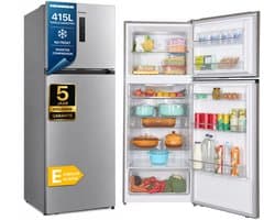 Heinner HF-HM415NFSE++ Koel-vriescombinatie 415 L – Full No Frost – Inverter – Elektronische Bediening met Touch Display – Powercoolfunctie – Zilver – 5 Jaar Garantie