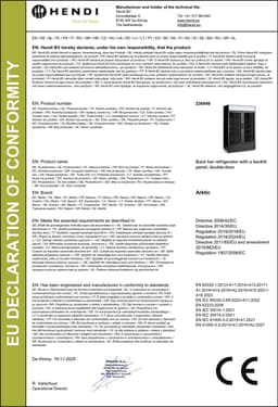 HENDI barkoelkast - staal en gehard glas - met lichtbak en dubbele deur, 512 liter, geventileerde koeling - 112x58,5x190 cm - zwart - horeca dranken — thumbnail 3