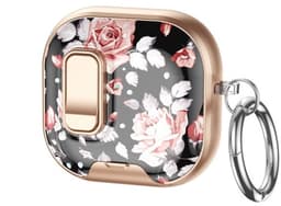 Telestore - hoesje geschikt voor AirPods 5 en AirPods 4 Hard case cover - zwart roze goud bloemen - TPU hoesje Beschermhoes - AirPods 5 en 4 Cover - AirPods 5 / 4 hoesje - Geschikt voor Apple AirPods 5 en AirPods 4 — thumbnail 1