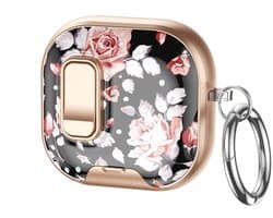 Telestore - hoesje geschikt voor AirPods 5 en AirPods 4 Hard case cover - zwart roze goud bloemen - TPU hoesje Beschermhoes - AirPods 5 en 4 Cover - AirPods 5 / 4 hoesje - Geschikt voor Apple AirPods 5 en AirPods 4