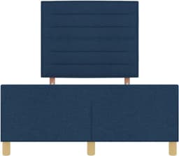 Bedframe met hoofdeinde Blauw 160 x 200 cm Stof, Schuimvulling, Minimalistisch Design, Inclusief Hoofdbord en Voetbord, Comfortabele Slaapkamer, Eenvoudig te Monteren, en Stijlvol Platformbed — thumbnail 5
