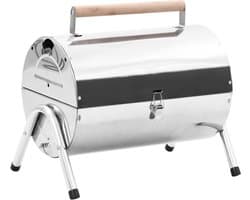 vidaXL Tafelbarbecue houtskool dubbele roosters roestvrij staal
