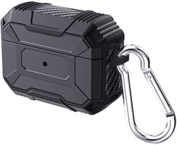Telestore - Hoesje geschikte voor AirPods Pro 3 - TPU hybride hoesje Beschermhoes - Shockproof AirPods Pro 3 Cover - AirPods Pro 3 Hoesje - Geschikt voor Apple Airpods Pro 3 - zwart - hard en TPU cover met sleutelhanger — thumbnail 1