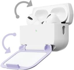 Telestore - Hoesje geschikte voor AirPods Pro 3 - TPU hybride hoesje Beschermhoes - hoesje met spiegel AirPods Pro 3 Cover - AirPods Pro 3 Hoesje - Geschikt voor Apple Airpods Pro 3 - roze wit - hard cover met make up spiegel - sleutelhanger — thumbnail 3