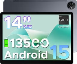 DOOGEE Tab E3 Max - Tablet - 32GB ROM+256GB ROM（2TB TF）- Android 15 - 14 inth IPS - 4G LTE - Gemini AI - Helio G100 - 13500mAh/18W - Quad Speakers - Face ID - 5G Wi-Fi - A GPS - GPS - Grijs — thumbnail 1