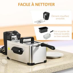 Oliefriteuse 3 L met Instelbare Temperatuur en Timer - Roestvrij Staal — thumbnail 3