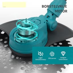 Grastrimmer - Accu Grastrimmer - Elektrische Grastrimmer - Draadloze Grastrimmer - Tuintrimmer - Bosmaaier - Grasmaaier - Onkruidtrimmer - Snoerloos - 10 Inch - 6000W - Voor 18V Accu - Verstelbare Hoek - Opvouwbaar - Zonder Accu - Compact Model — thumbnail 4