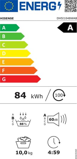 Hisense DH5i104BWAB - Wasdroger - A Energielabel - 10kg - Warmtepompdroger — thumbnail 2