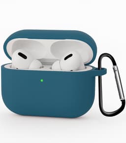 Hoesje - Geschikt voor Apple Airpods Pro 3 - met Clip - Siliconen Hoes - Silicone Case Cover - Donkerblauw — thumbnail 1