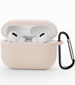 Hoesje - Geschikt voor Apple Airpods Pro 3 - Siliconen Hoes met Clip - Silicone Case Cover - Zand — thumbnail 1
