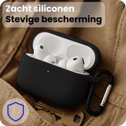 Hoesje - Geschikt voor Apple Airpods Pro 3 - Siliconen Hoes met Clip - Silicone Case Cover - Zwart — thumbnail 4