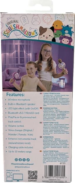 Squishmallows - Lola - draadloze karaoke microfoon voor kinderen - oplichtend LED display - speaker - stemvervorming — thumbnail 2