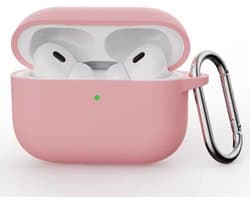 Hoesje Geschikt voor AirPods Pro 3 - Licht Roze - Casemania Liquid Siliconen Bescherm Hoes met Bevestigingslus & Karambijnhaak