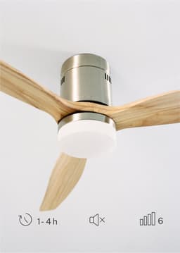 CREATE - Plafondventilator 40W silent 100% hout (Ø132cm) (ruimtes 10m²-25m²) - Nikkel / Licht hout - Met licht - Afstandsbediening - WIND CALM NATURAL WOOD — thumbnail 2