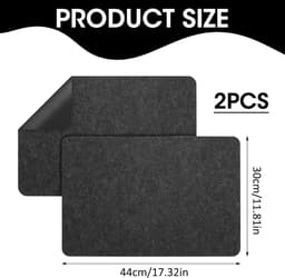 Candala Set van 2 vuurvaste onderleggers voor keukenapparaten, hittebeschermingsmat, 30 x 45 cm, brandwerende deken, antislip, ideaal voor koffiezetapparaten, magnetrons, broodroosters, luchtfriteuses - zwart — thumbnail 2
