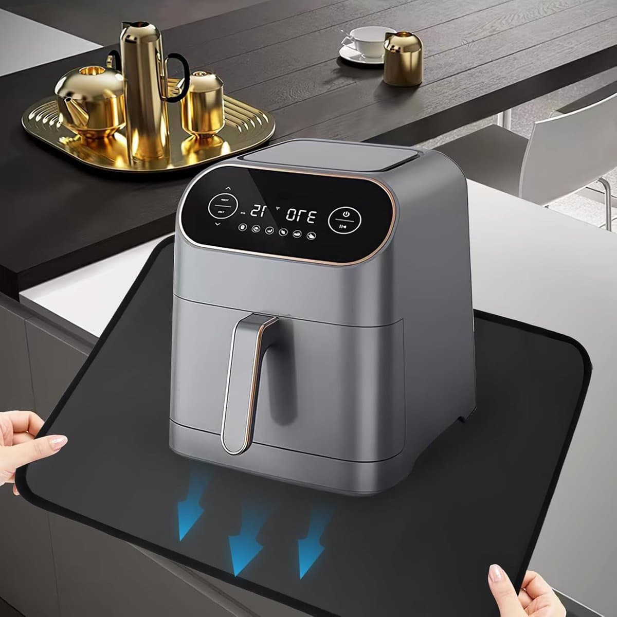 Candala Hittebestendige onderlegger 60 x 40 cm van glasvezel met siliconencoating voor keukenwerkbladen, beschermt tegen hitte tot 500 °C, antislip en waterdicht, luchtfriteuses, koffiezetapparaten, — afbeelding 1