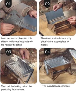 BBQ Grill - Tafel Barbecue - Houtskoolbarbecues - Mini Houtskool Smoker - Opvouwbaar Houtskool Barbecue - Draagbaar BBQ - Draagbare Camping Grill - 22cm x16x12cm - RVS - met handige draagtas - Ideaal voor Camping of Vakantie — thumbnail 4