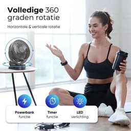 Pitt & Co. Tafelventilator – Oplaadbare USB Mini Ventilator – Stil & Draagbaar – Handventilator – 3 Snelheden – Compacte Luchtkoeler – Zwart — thumbnail 2