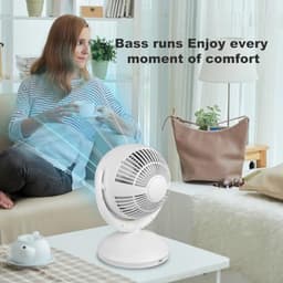 Stille tafelventilator met 4 snelheden en 120° helling instelbaar voor optimale luchtcirculatie in kantoor, slaapkamer en woonkamer — thumbnail 3