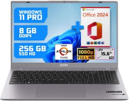 GMR 15.6" Full HD Laptop - 8GB RAM / 256GB SSD - AMD Athlon Silver - Win 11 Pro + Office 2024 - Thuis, Office & Studie — thumbnail 1