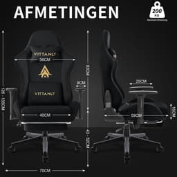 Gaming stoel - luxe imitatie suède Gamestoel- ergonomische bureaustoel met voetensteun - hoofdsteun en lendenkussen-3D armleuningen-90-155 graden rugleuning-zwart — thumbnail 5